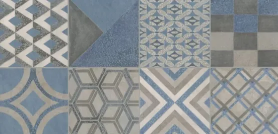 Керамогранит синий матовый декорированный обрезной вид 2 под бетон 0,9х30х60 см