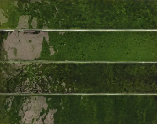 Плитка зеленая глянцевая под кирпич 6,5х32,8 см