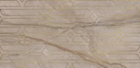 Керамогранит светло-бежевый глянцевый декорированный обрезной под мрамор 0,9х60х119,5 см