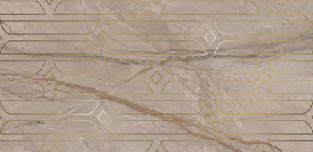 Керамогранит светло-бежевый глянцевый декорированный обрезной под мрамор 0,9х60х119,5 см