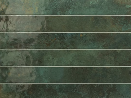 Плитка зеленая глянцевая под кирпич 5х40 см